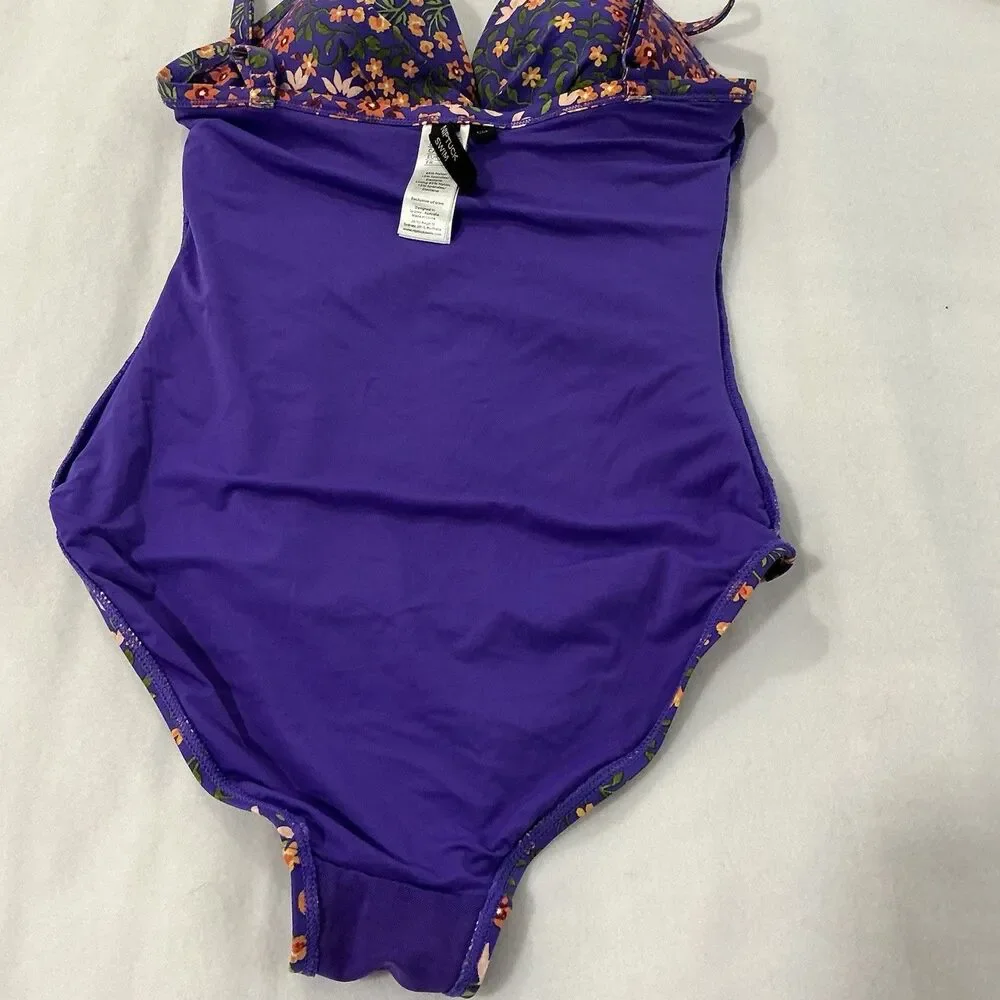 Nip Tuck Swimsuit Floral  Purple One Piece C/D Fit Cup Size 6 Swim Wear Slimming - Picture 12 of 14